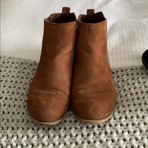 Brown flat ankle boots